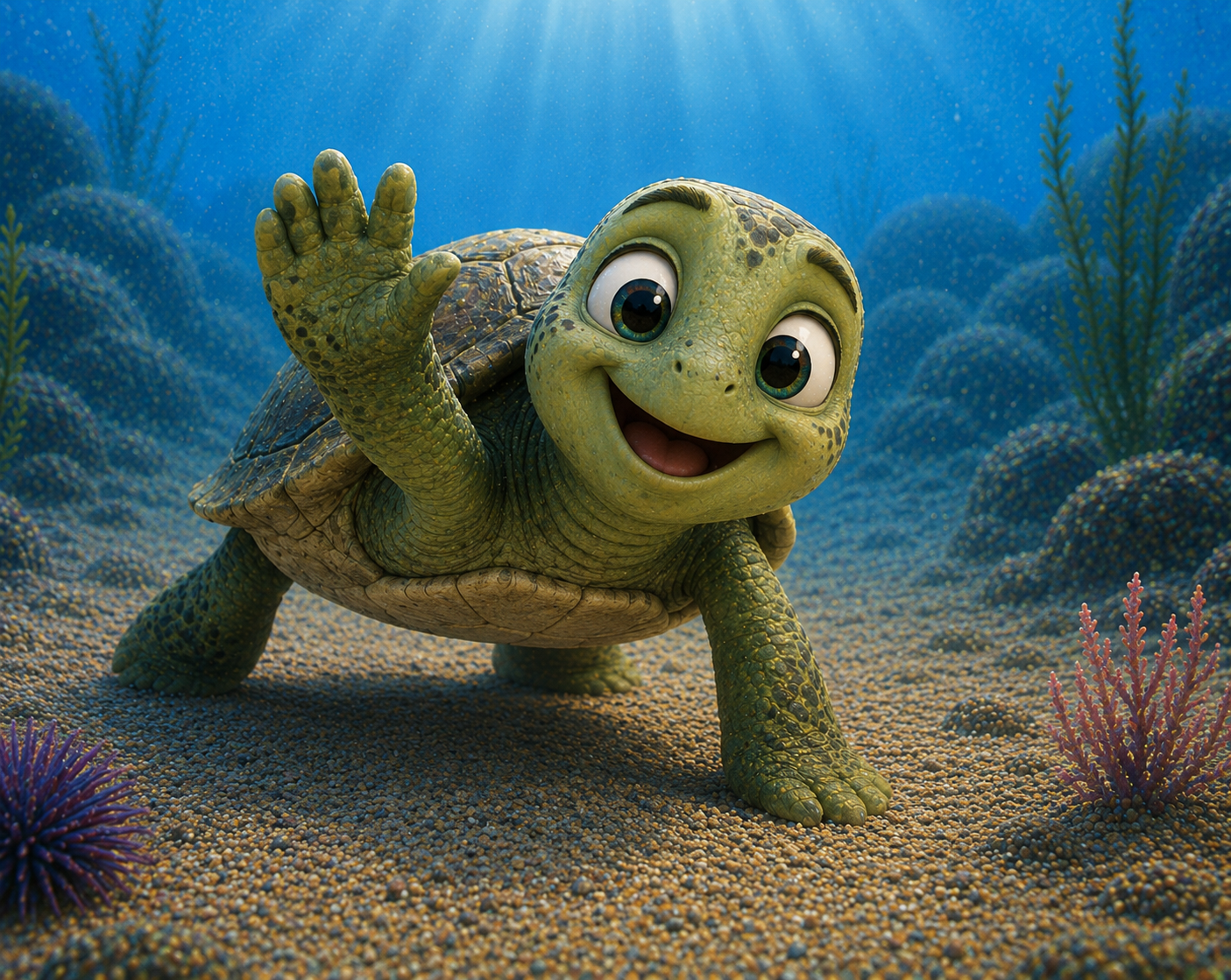 Theo the Sea Turtle — illustrated portrait